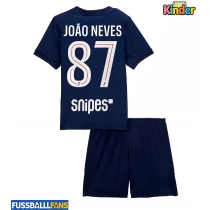 Paris Saint-Germain Joao Neves #87 Heimtrikotsatz Kinder 2025-26 Kurzarm (+ Kurze Hosen)